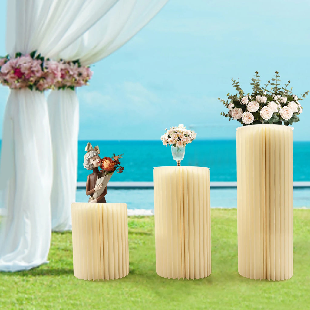 3‑Pack Foldable Honeycomb Paper Cylinder Flower Stands