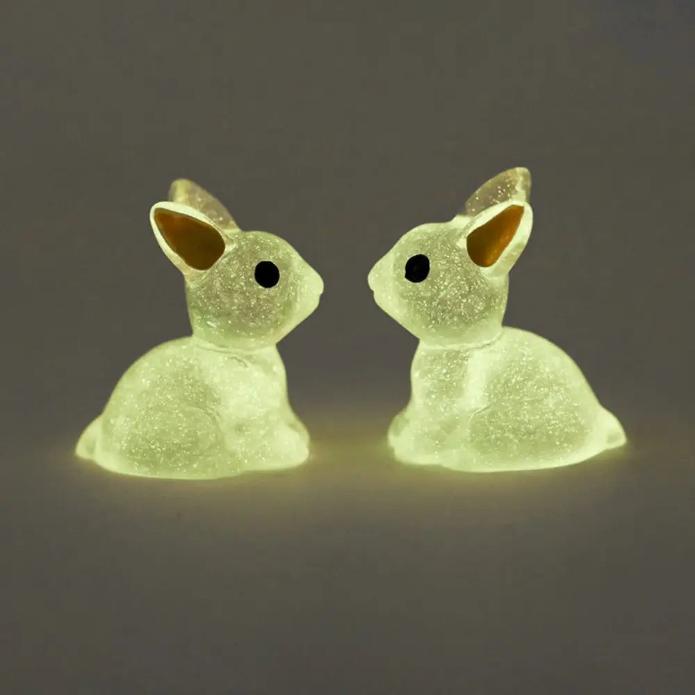 1PC DIY Cute Luminous Bunnies Microlandscape Gardening New Mini Rabbit Ornaments Home Decor Fairy Miniature Figurines