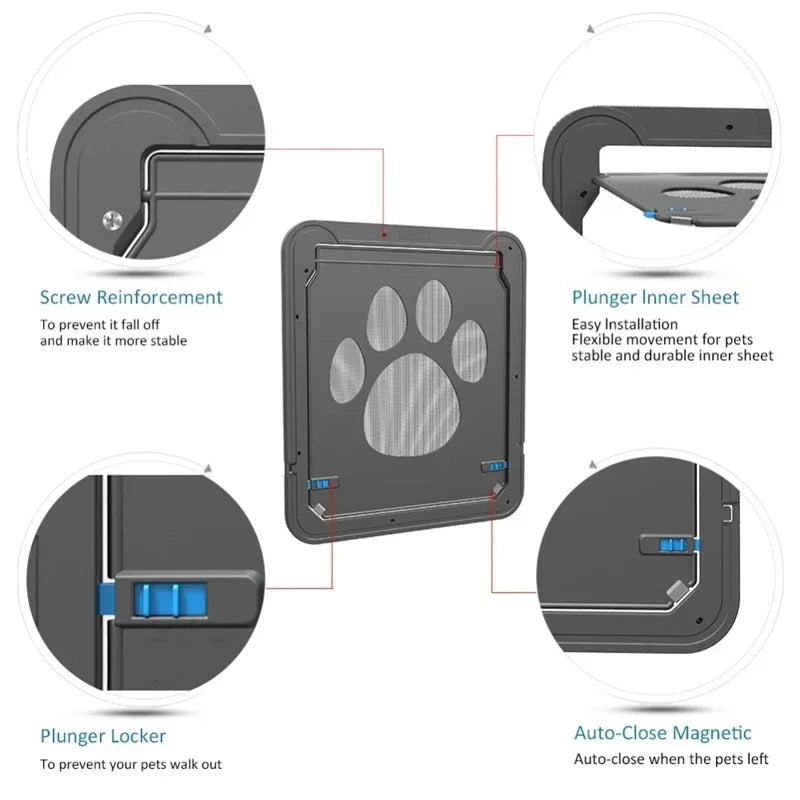 Pet Gate Cat Door Safe Lockable Magnetic Screen Outdoor Dogs Cats Window House Enter Freely Fashion Pretty Garden Easy Install