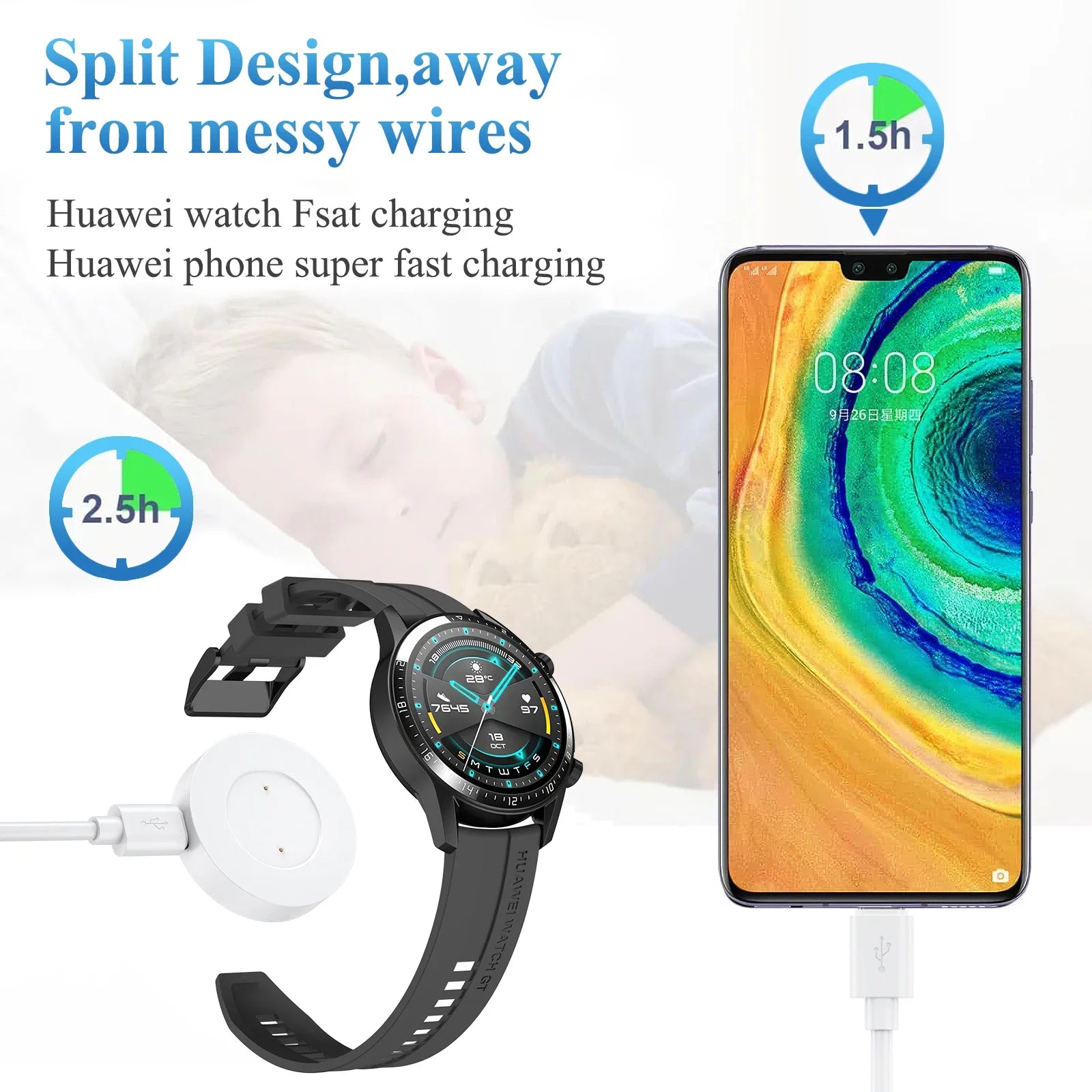 Magnetic USB C Charging Holder For Huawei Watch GT GT2 42mm 46mm GT 2e Wireless Charger Cable For Honor Magic Watch 2 42mm 46mm