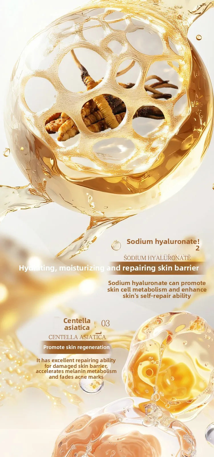Cordyceps Sinensis Anti-aging Serum Anti-wrinkle Whitening Brightening Promote collagen Reduce Fine Line Skin Care Essence