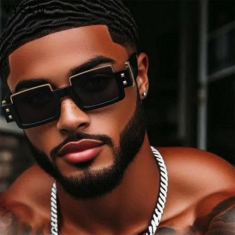 Steampunk Square Sunglasses Men Luxury Brand Y2K Punk Small Frame