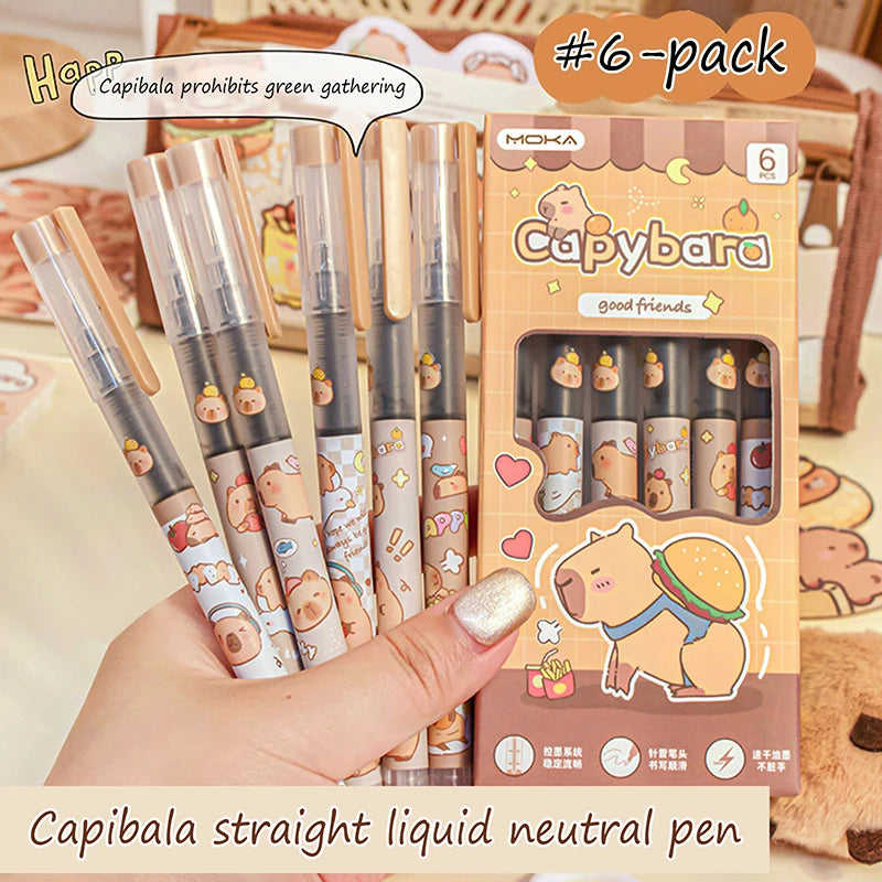 Cute Anime Capybara Straight Liquid Ballpoint Pen Neutral Pen