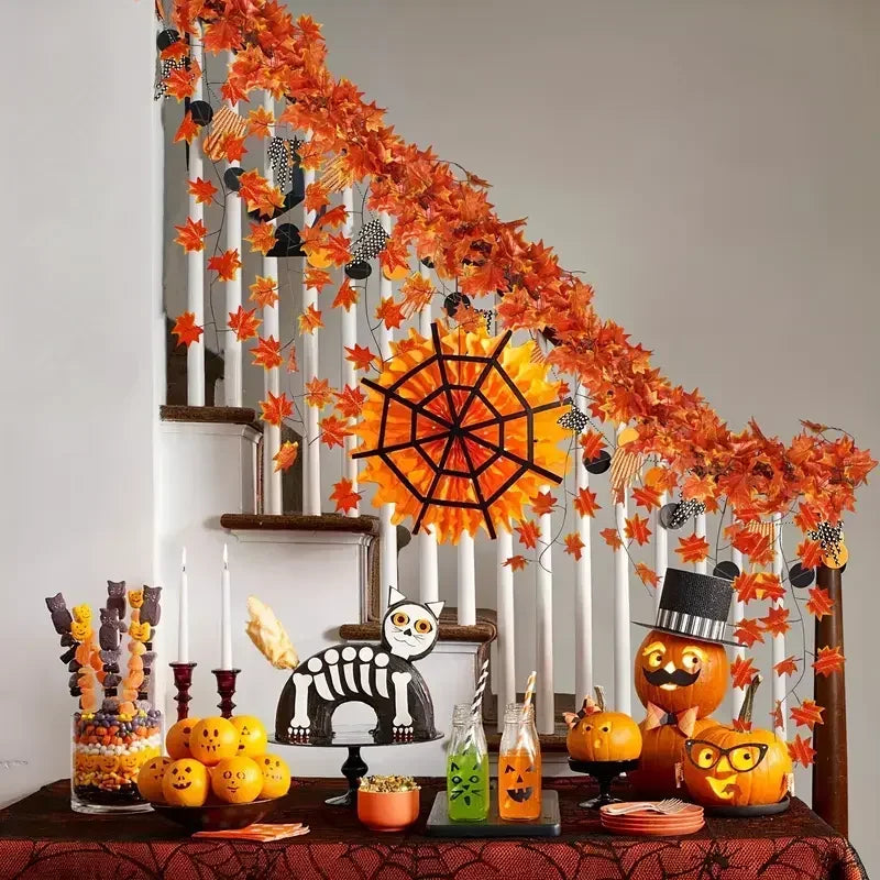 Fake Maple Leaf Garland Artificial Autumn Fall Hanging Vine