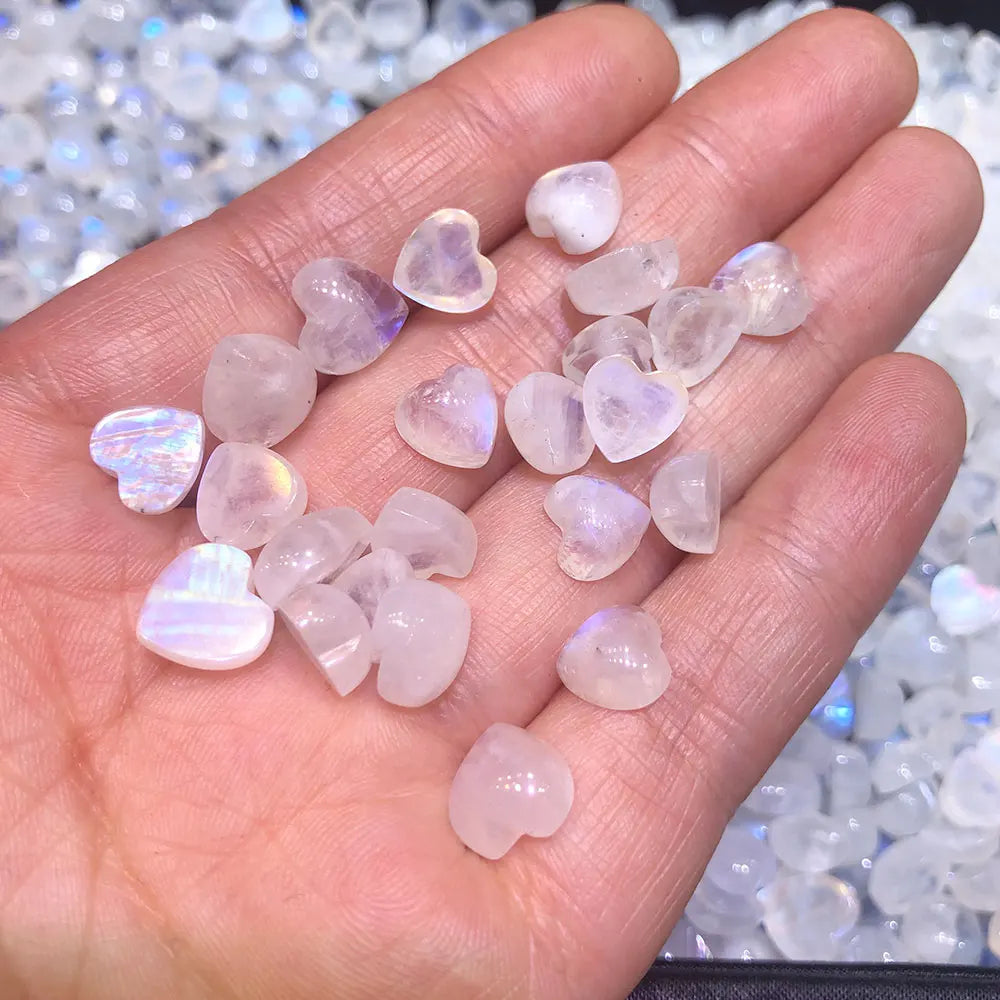 Natural Stone Moonstone Mini Heart Blue Moonstone Crystals Crystal Stones Gemstone Minerals Quartz Energy Spiritual Home Decor