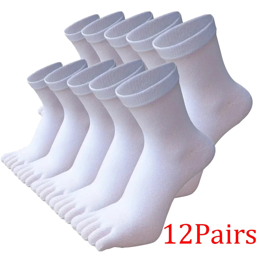 12/5/1pairs Five Finger Socks Pure color Sweat Absorbing Mid Tube Split Toe Socks Toes Socks Sports Tab Socks for Men and Women