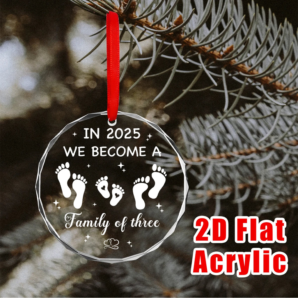 1pc Acrylic Christmas Ornament With Ribbon,Hanging Keepsake Decor For Christmas Tree,Gift For Parents Celebrate First Christmas