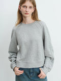 ZIQIAO Petite Sense Structure Raglan Sleeve Pullover Sweatshirt For Women 2025 Autumn New Round Neck Solid Color Top 25ZQ93075