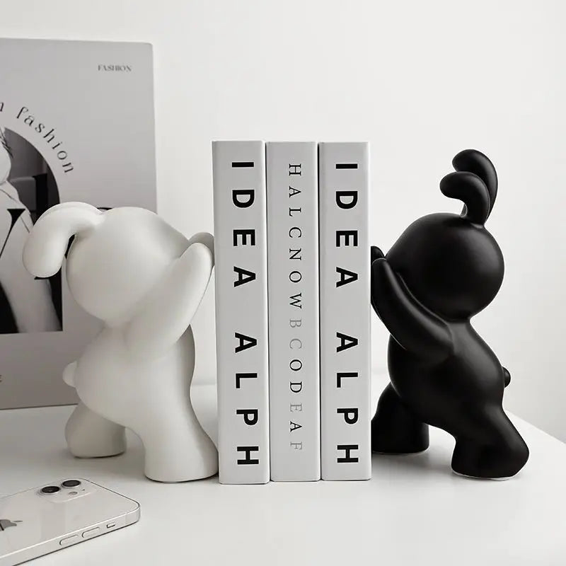 1 pair desk organizer Creative Rabbit Bookend Ceramic Ornament Desktop book holder Cute Gift simple nordic style book organizer