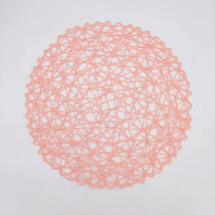 15'' Paper Braided Round Placemats Natural Non-Slip Heat Resistant Table Mats for Dining Tables Woven Indoor & Outdoor Placemats