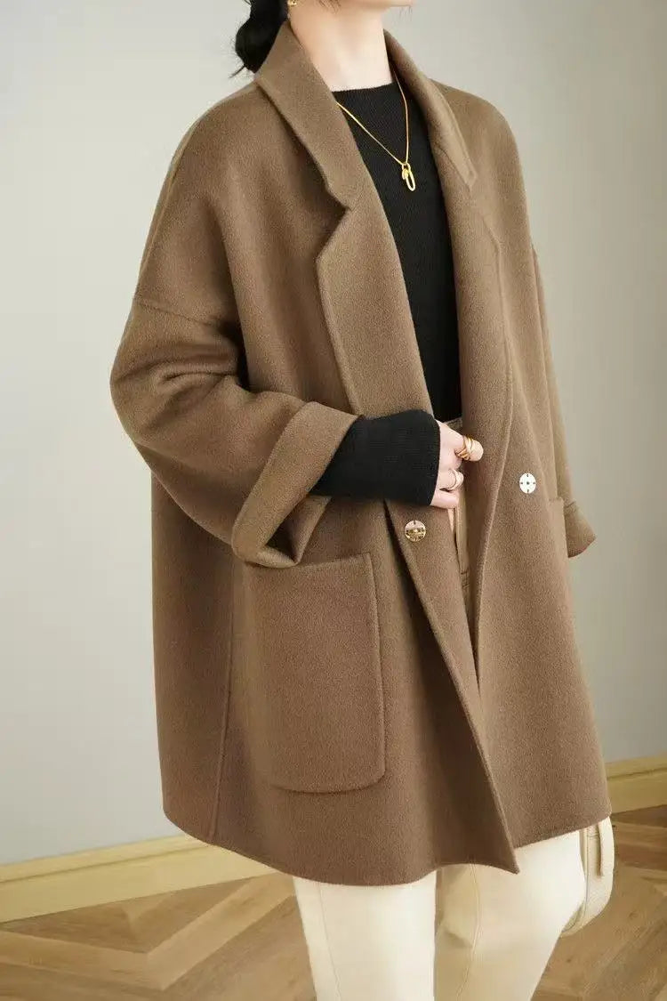 Fashion Wool Double-Sided Cashmere Coat Women'S Autumn And Winter Suit Collar High-End Loose Woolen Coat