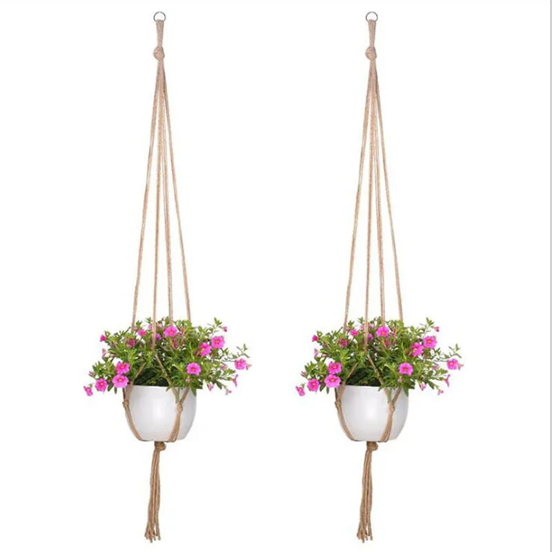 Garden Hanging Planter Macrame Plant Storage Basket Jute Rope Woven Indoor Outdoor Flower Pot Holder Plant Hangers Home Decor