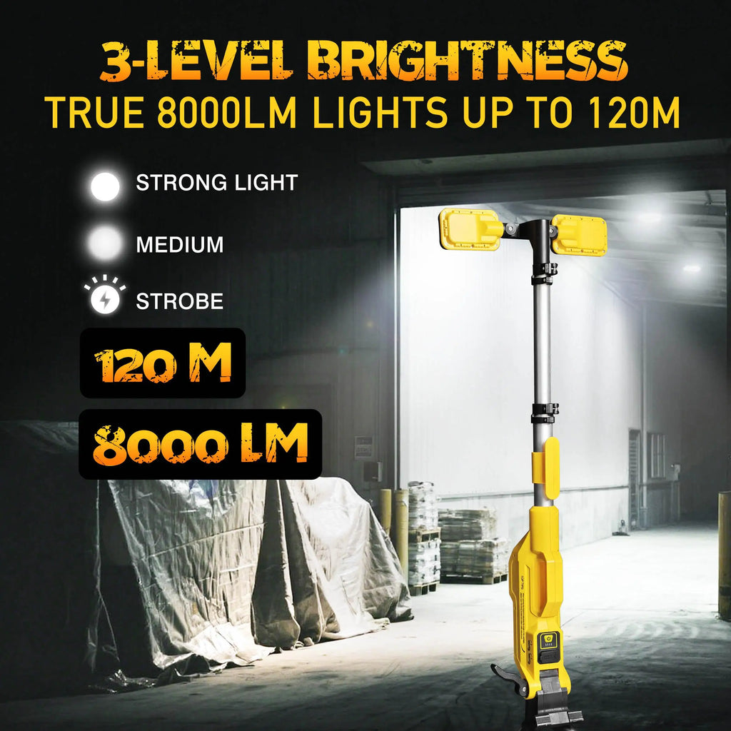 LED Work Light 80000LM Rechargeable Construction Light with Power