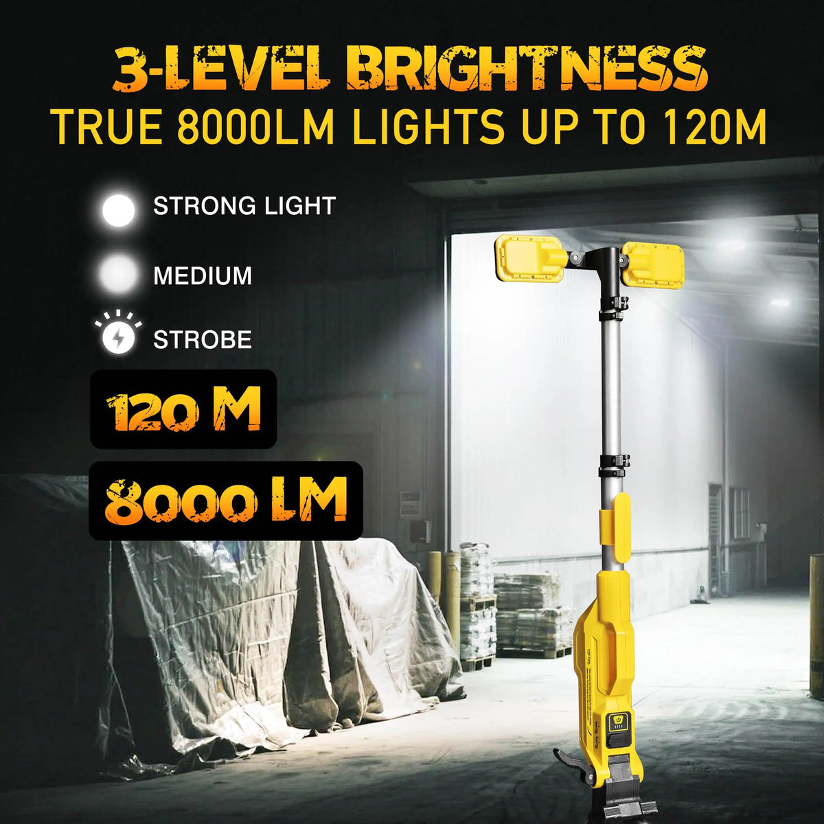 LED Work Light 80000LM Rechargeable Construction Light with Power