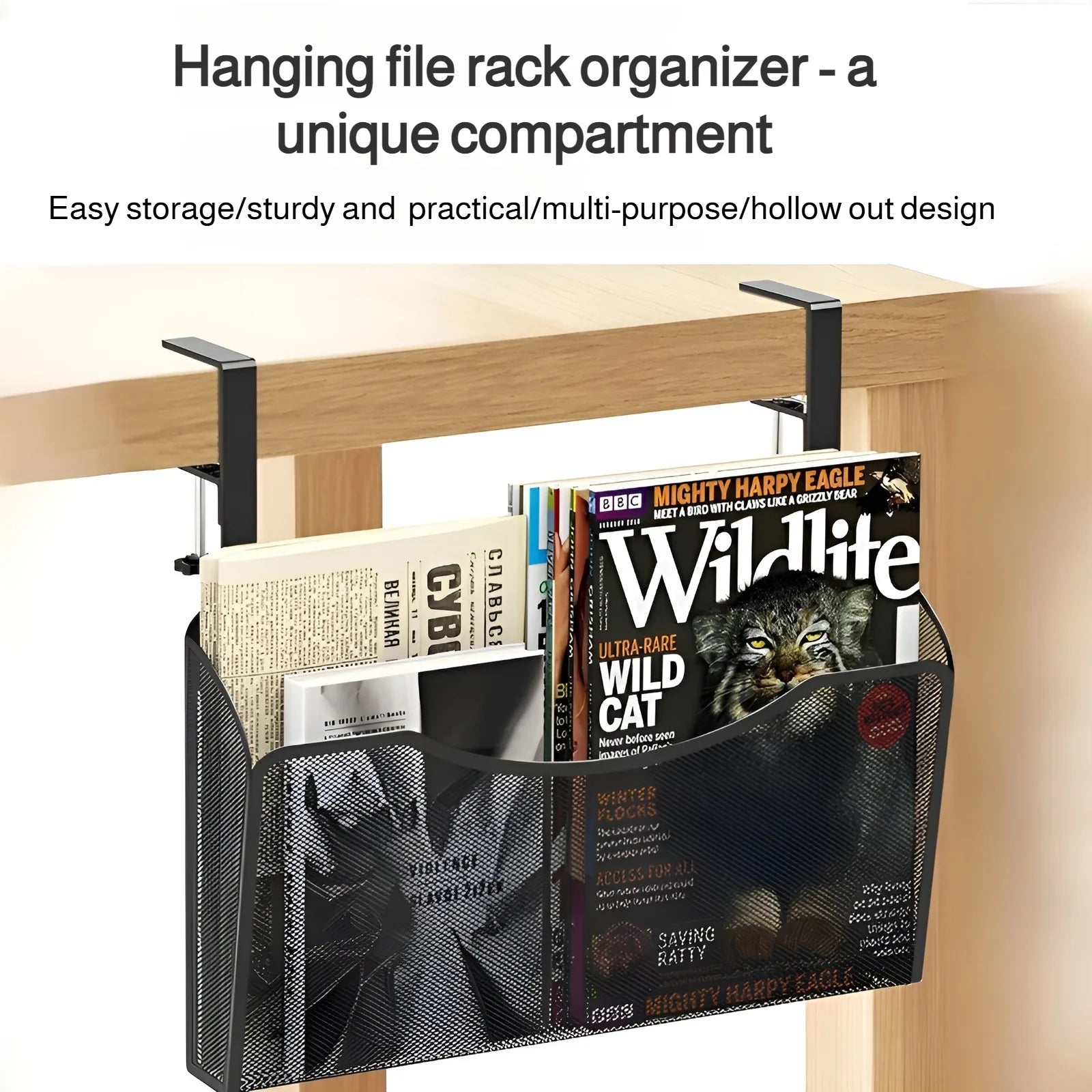 Simple Clip-On Desk Organizer - Magazine & Book Hanging Shelf | Quick and Hassle-Free Setup | Upgrade Your Study Space