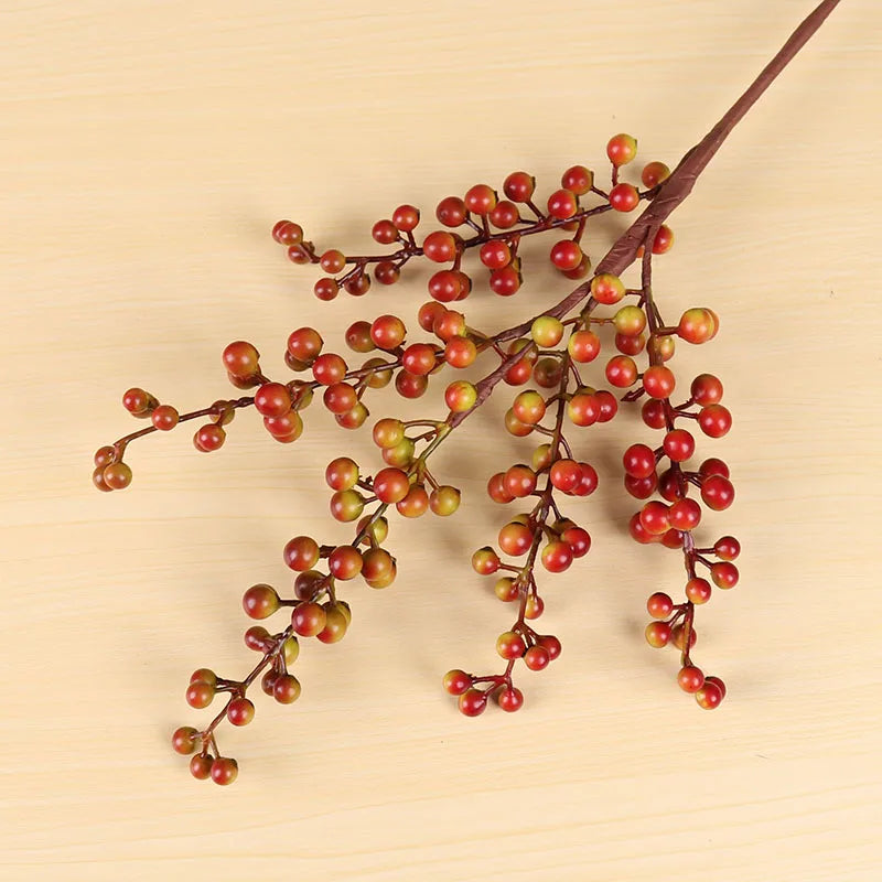 Christmas Red Berry PE Artificial Flower 1PC Fake Berries Christmas Wreath Handmade Accessories Home New Year Decorations