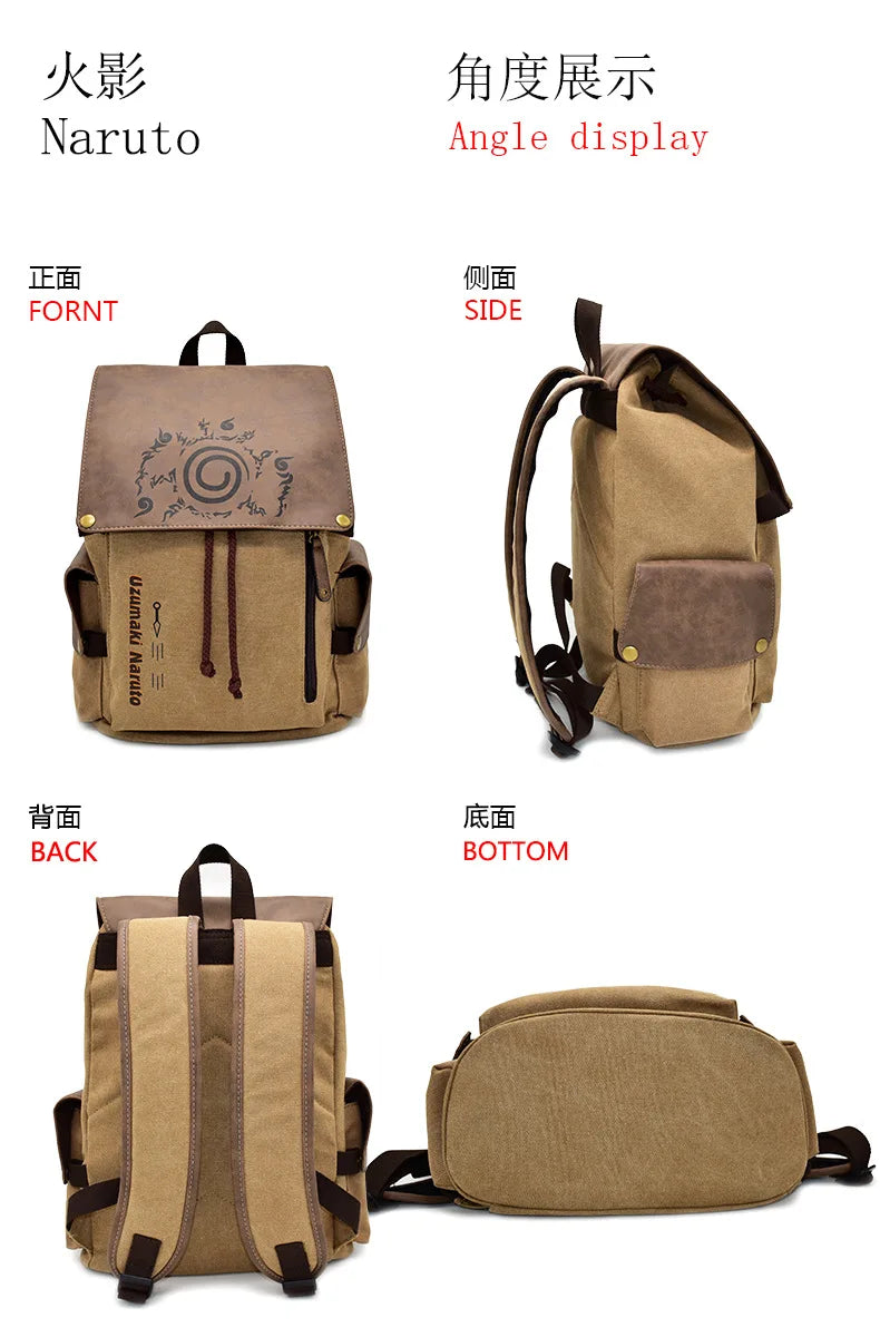 Cartoon Animation AttackonTitan ONEPIECE NARUTO Large Capacity Canvas Backpack