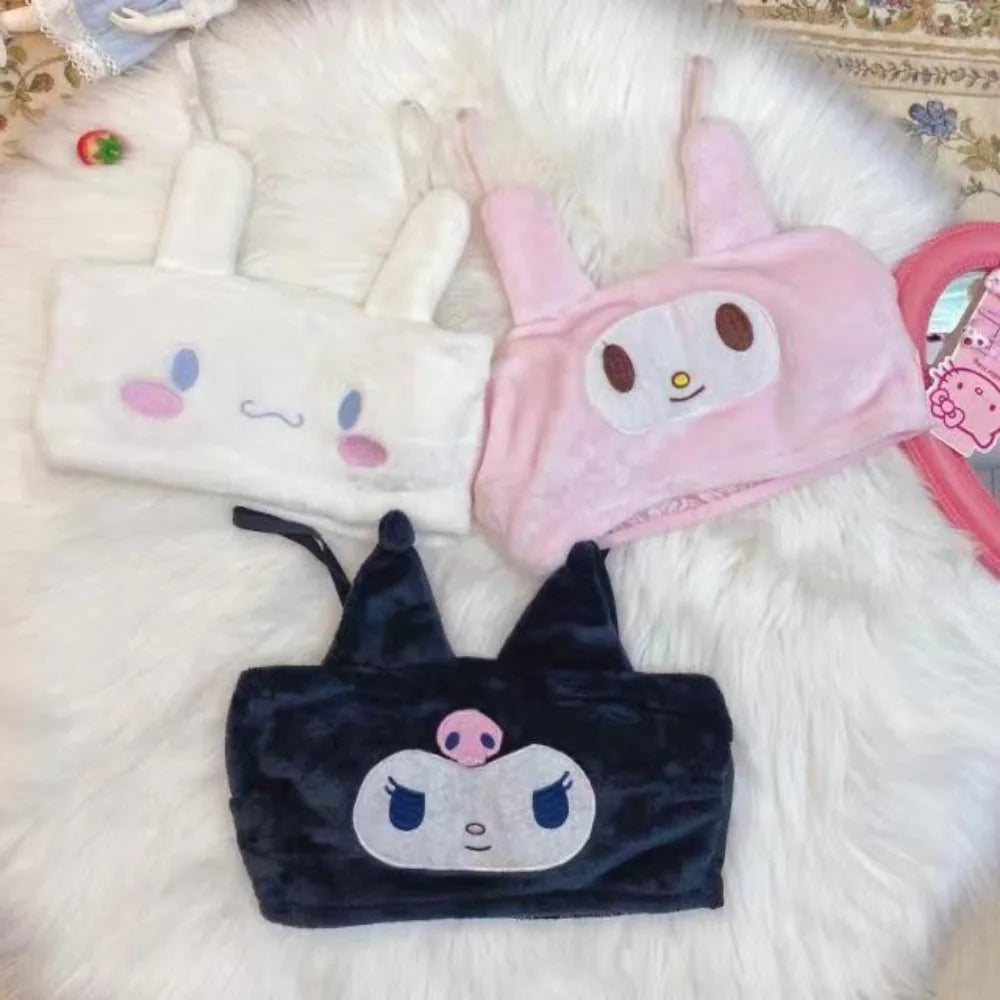 New cute cartoon devil angel big-eared dog cat sexy pajamas hot girls flannel cartoon fluffy suspenders pajamas shorts set girl