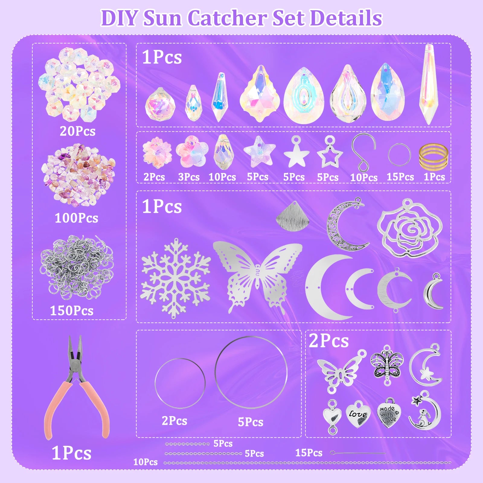Sun Catchers Making Kits Craft for Garden Window Home Decor Crystal Suncatchers DIY Wind Chime Sun Catchers Making Kit Gifts