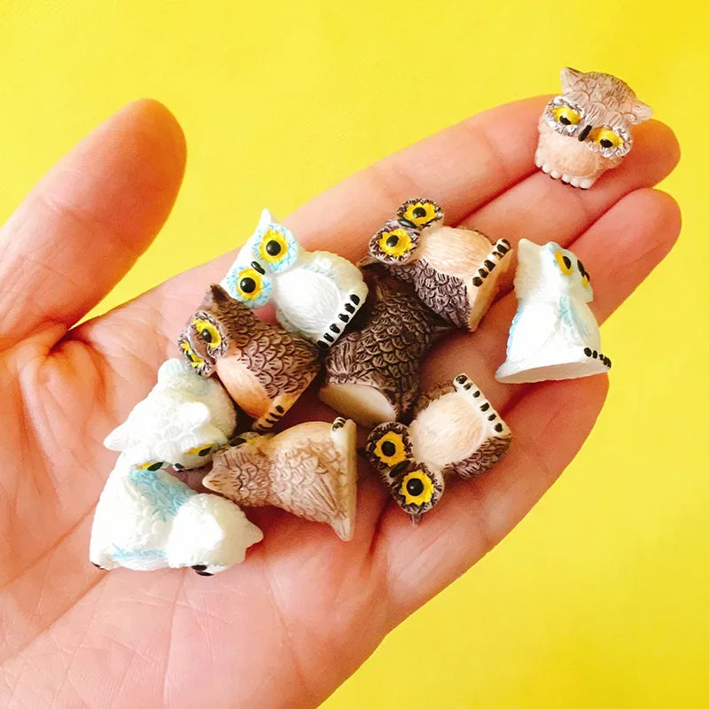 sale~10Pcs/owls/miniatures animals/lovely cute/fairy garden gnome/moss terrarium decor/crafts/bonsai/figurine/diy supplies