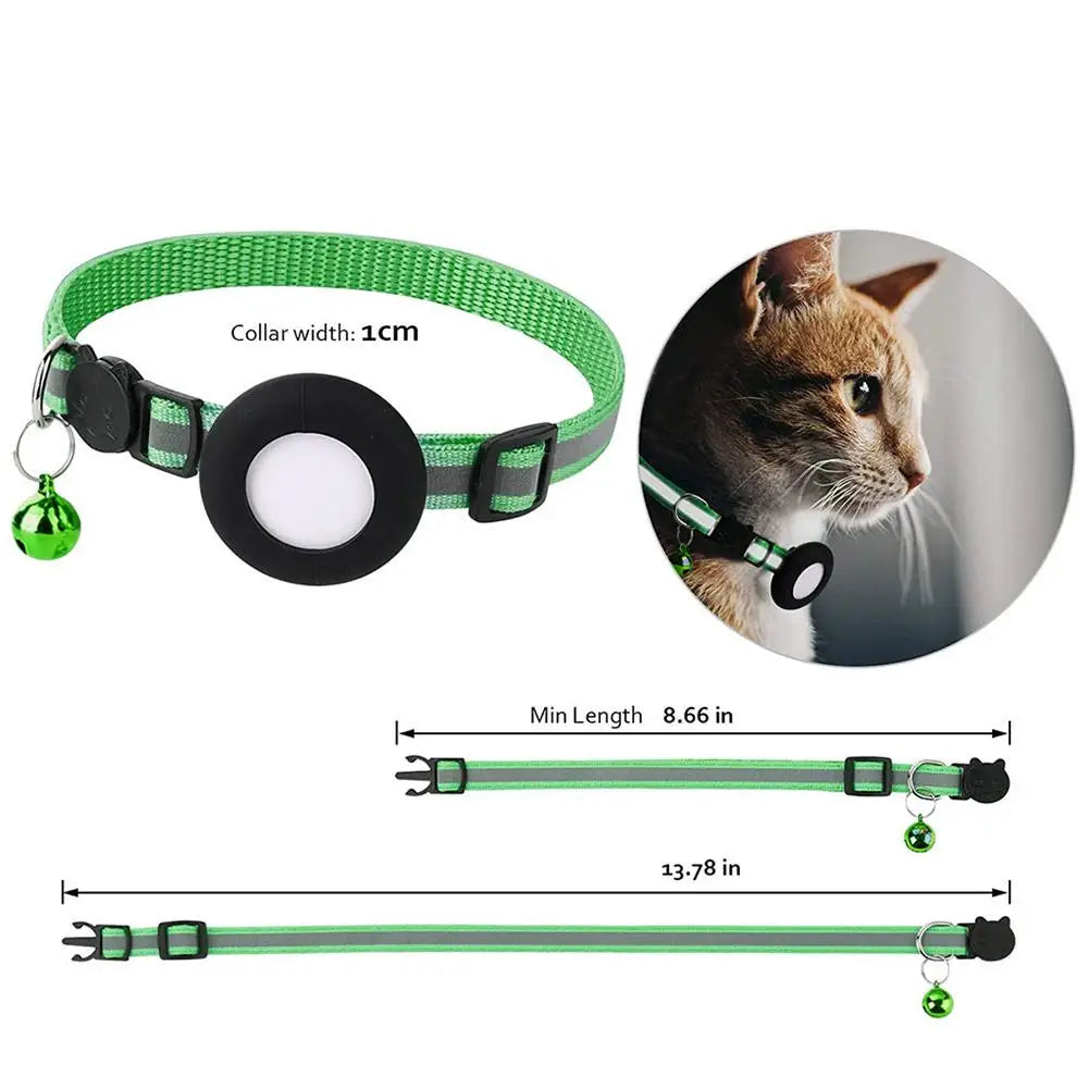 Pet Cat GPS Protective Sleeve With Bell Cute Reflective Cat Collar Address Night Tracking Cover Anti-Lost Cat Necklace
