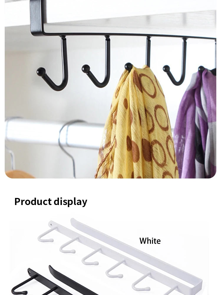 1/2pcs 6 Hook Coffee Cup Mug Holder Black White Hooks Shelf Multifunction Kitchen Cabinet Sundries Organizer Storage Hanger