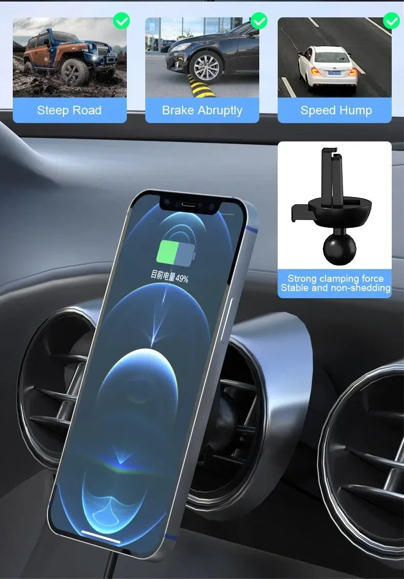 Magnetic Car Wireless Charger Magnet Fast Charging Station Car Phone Holder Mount for iPhone 17 16 15 14 13 Pro Max Min Macsafe