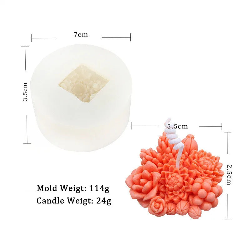 Succulent Flower Pot Silicone Mold DIY Flower Plant Gypsum Candle Making Resin Soap Mould Handmade Cement Clay Molds Home Decor
