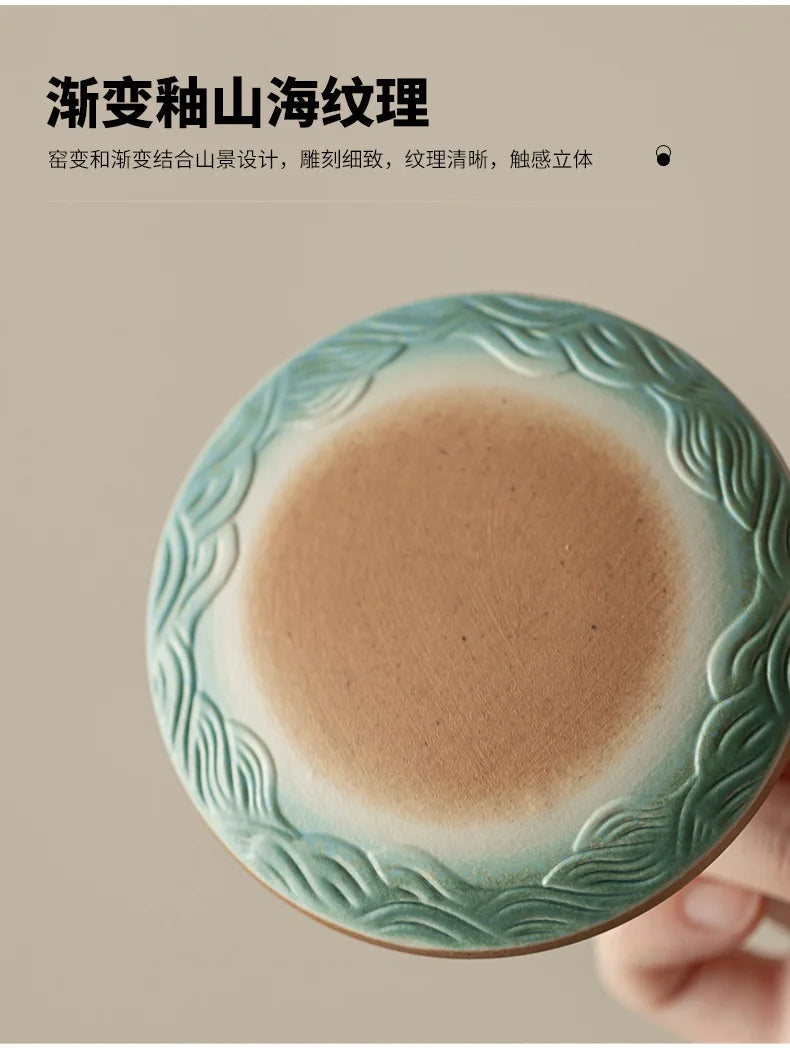 500ml Mountain Sea Ceramic Master Cup with Lid Tea Cup with Inner Filter Large-capacity Separation Teacup Chinese Tea Supplies