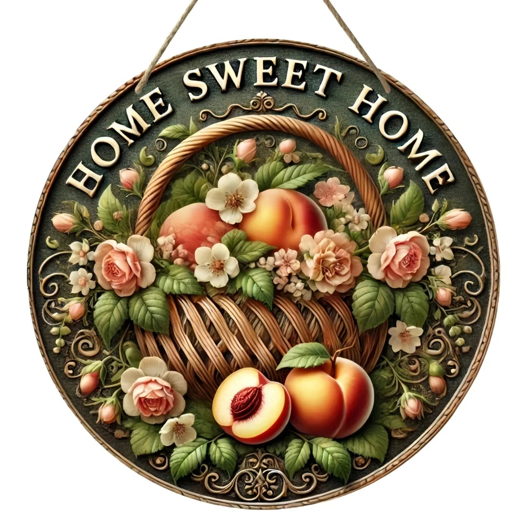 Vintage Home Is A Sweet Circular Wooden Sign Hanging, Suitable for Home, Living Room, Garden, Room, Porch Decoration, Gifts