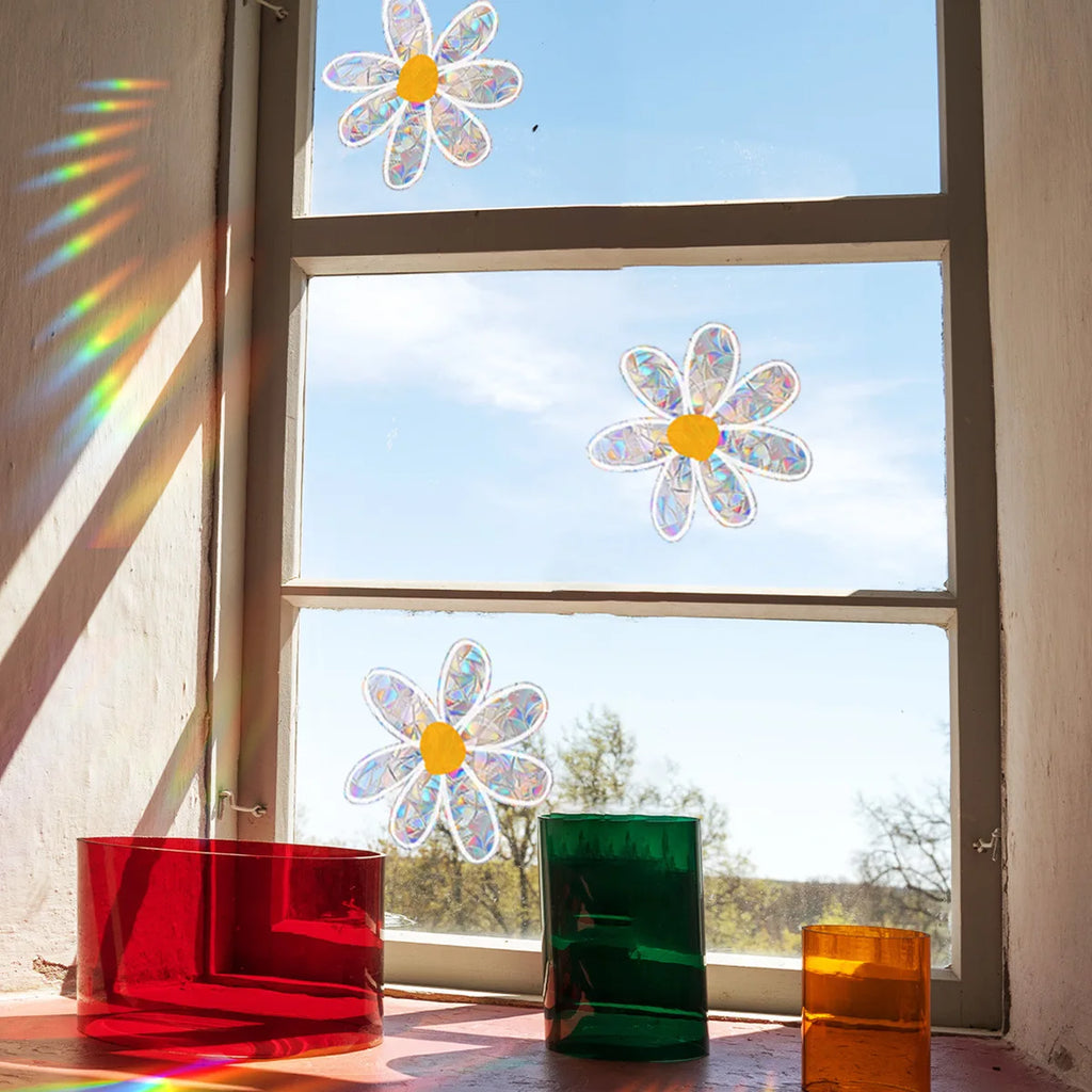 Flowers Daisies Electrostatic Paste Window Sticker Self-adhesive Glass Paste Sun Catcher Rainbow Maker Suncatcher Home Decor