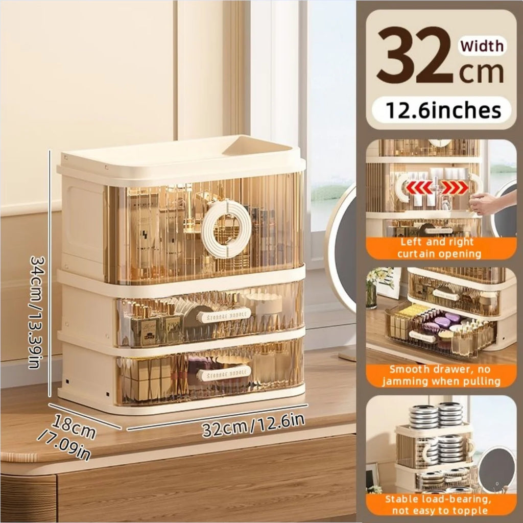 1 pcs Folding storage box, cosmetics desktop dressing table, lipstick and skin care products, large-capacity storage rack