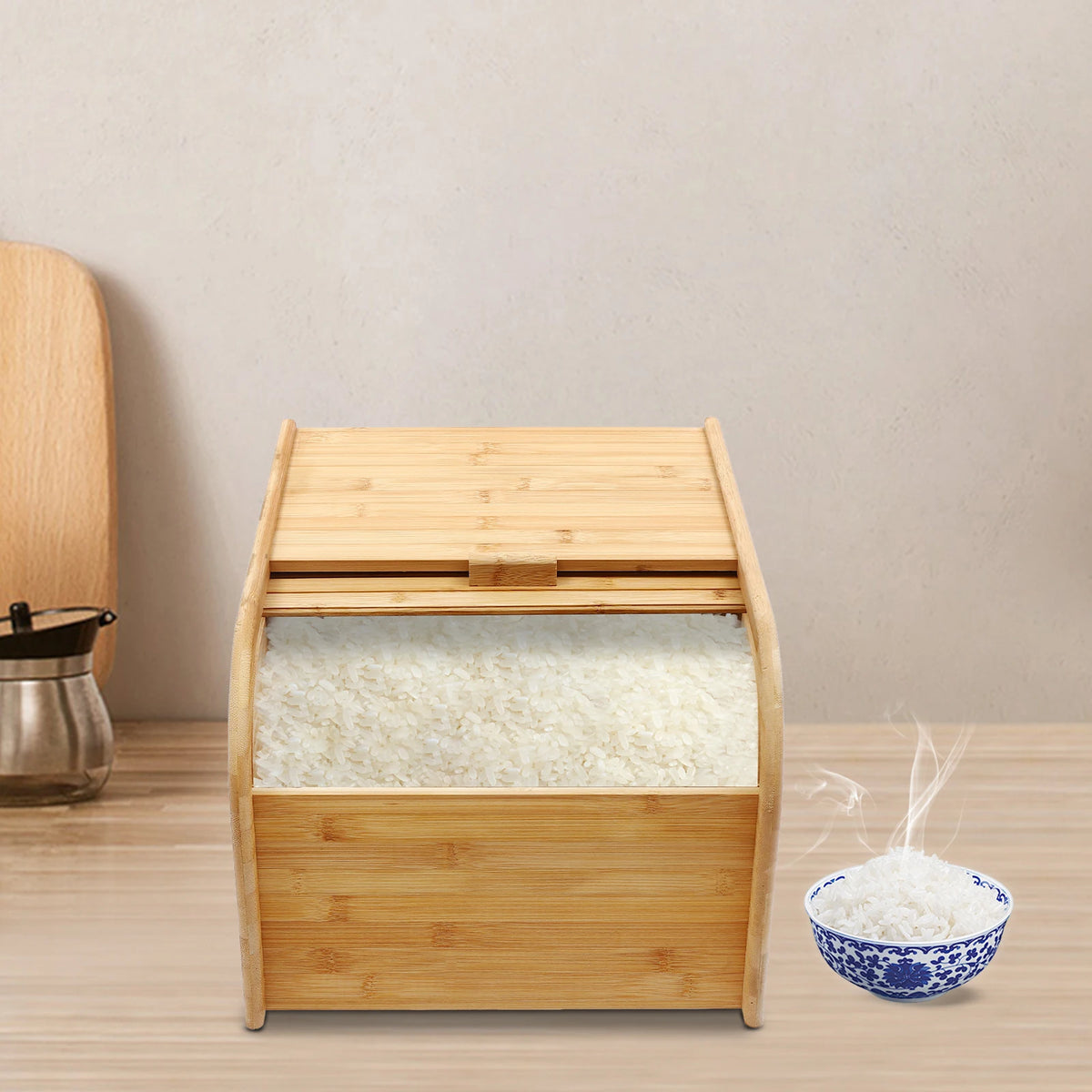 15KG Rice Storage Container Large Capacity Bamboo Food Container