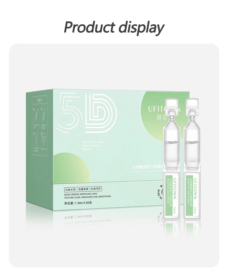 3D Exfoliating Salicylic Acid Shrink Pores Serum 5D Hyaluronic Acid Anti Aging Whitening Skin Care Essence Remove Acne Mark