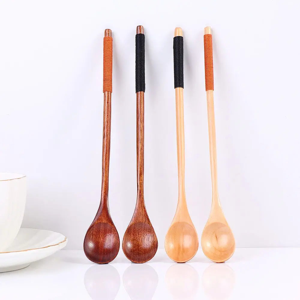 Cooking Dessert Long Handle Kitchen Teaspoon Flatware Wooden Spoon Coffee Spoon Soup Spoon Spoons