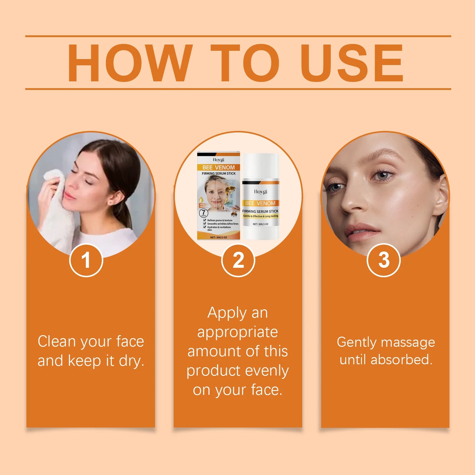 HOYGI Bee Venom Firming Cream Moisturizing Sagging Improvement Reduce Fine Lines Damaged Skin Repair Facial Skin Care Essence