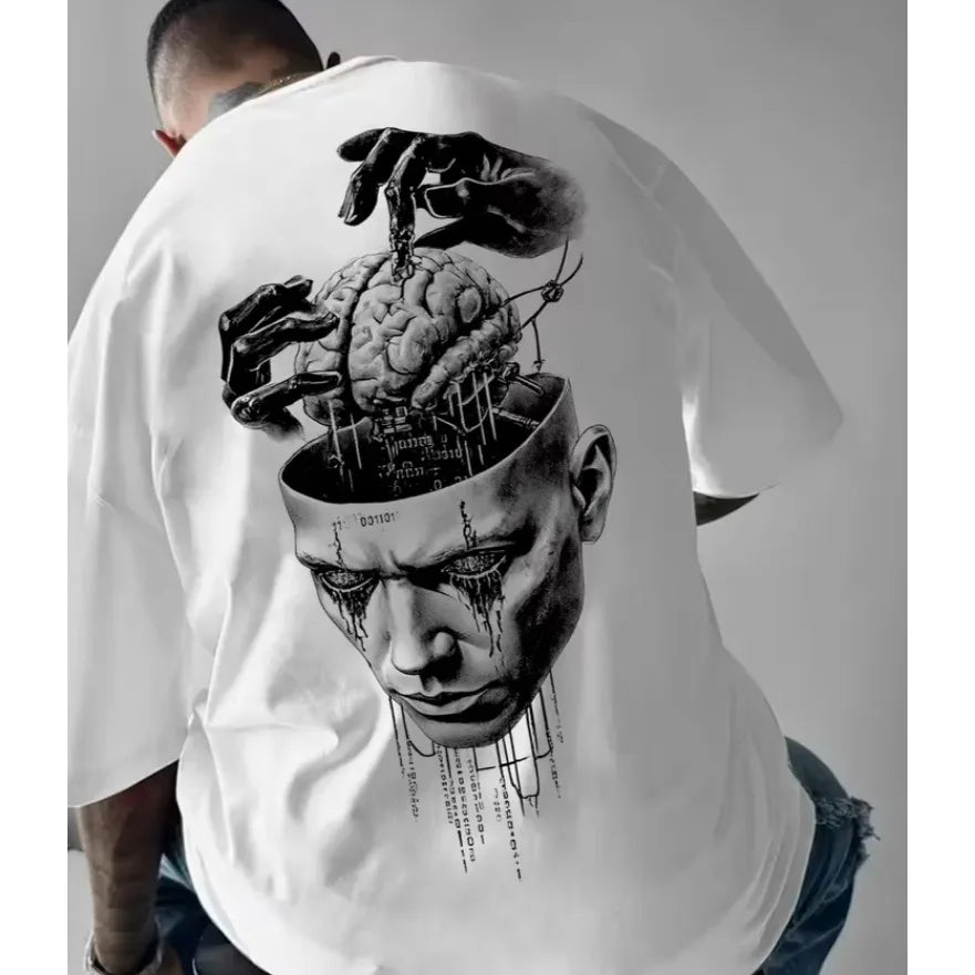Brain and Hands Graphic Men'S Short Sleeve T-Shirt Slight