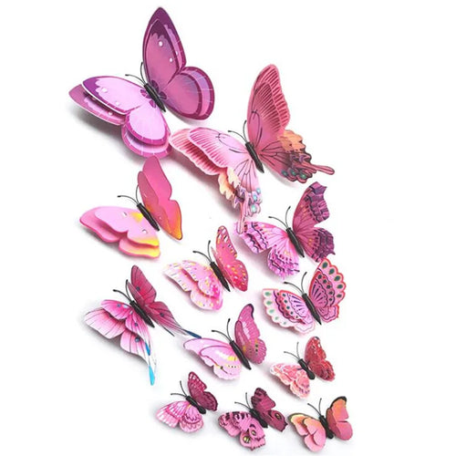 12Pcs 3D Double Layer Butterfly Wall Sticker on The Wall for Home Decor DIY Butterflies Fridge Magnet Stickers Room Decoration