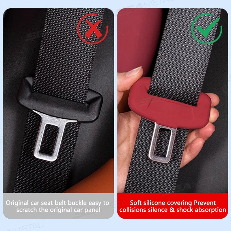 BLALION 2Pcs Seat Belt Buckle Cover Anti-Scratch Rubber Car