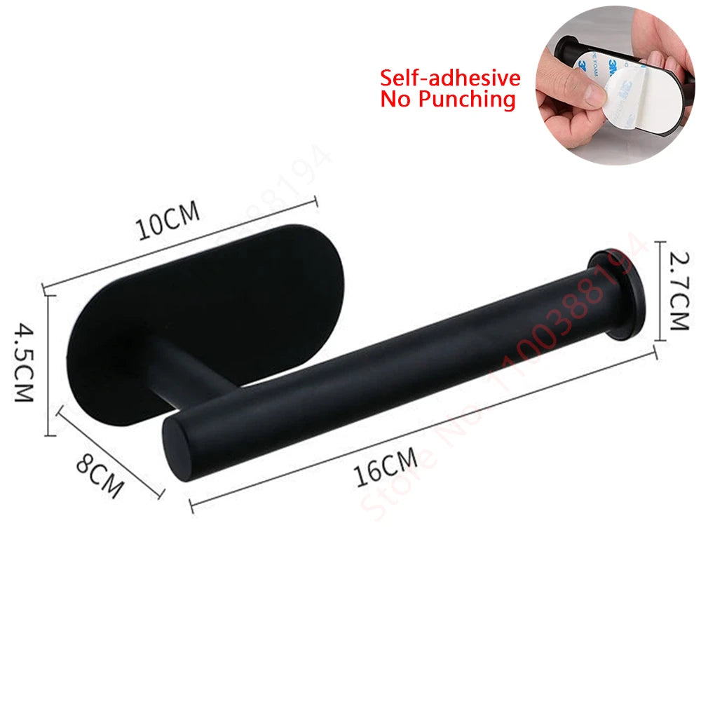 Hanging Paper Roll Towel Holder Bathroom Toilet Storage Stand Kitchen Organizer Napkin Rack Stainless Steel Adhesive Wall Mount