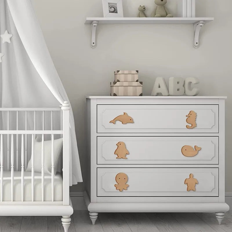 Wooden Children's Cabinet Handle Wall Hooks Furniture Handles for Cabinets and Drawers Door Knobs Kitchen Wardrobe Door Handles