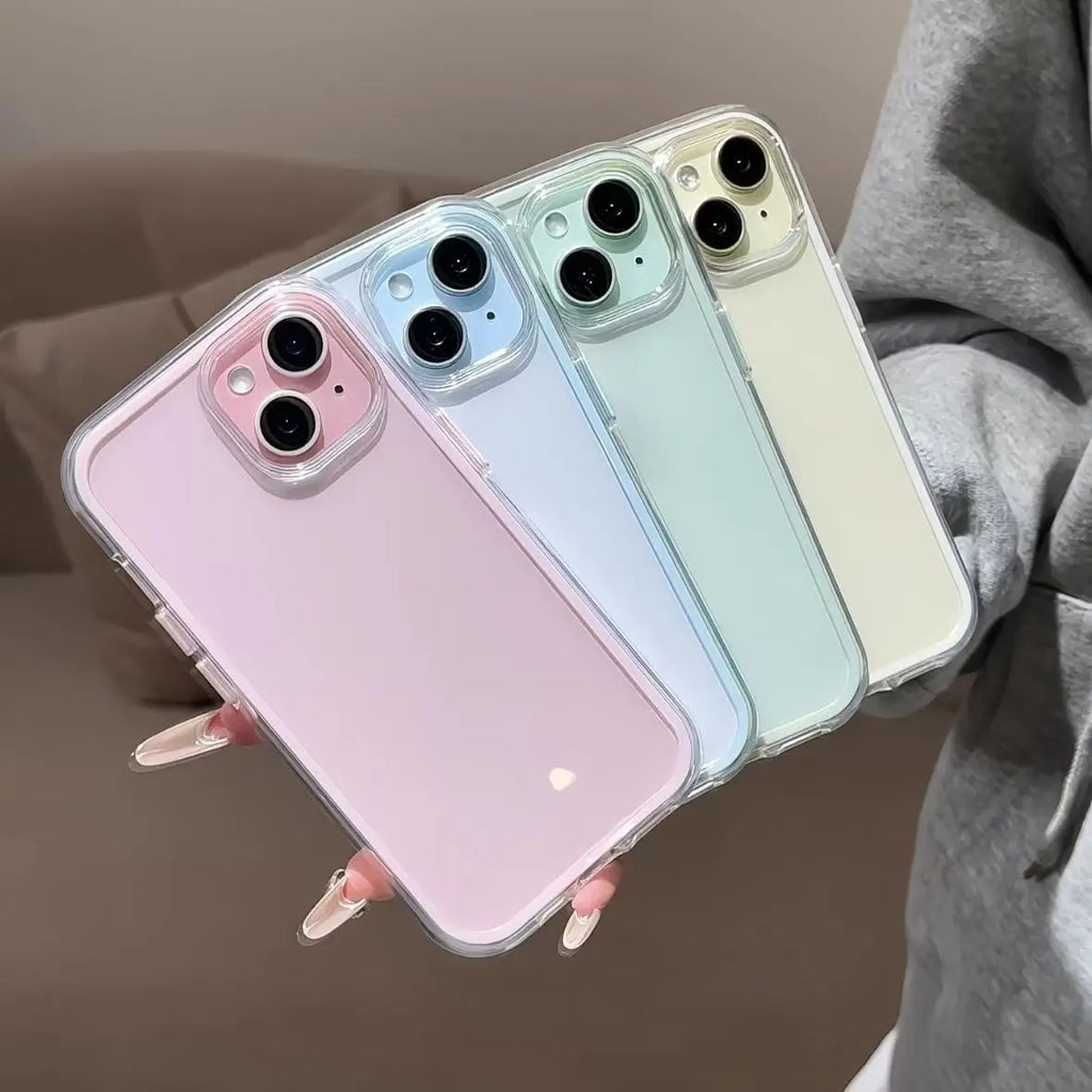 Luxury Candy Color Frame Clear Back Phone Case For iPhone 17 Air 16 15 14 13 12 18 Pro Max Plus Acrylic Shockproof Bumper Cover