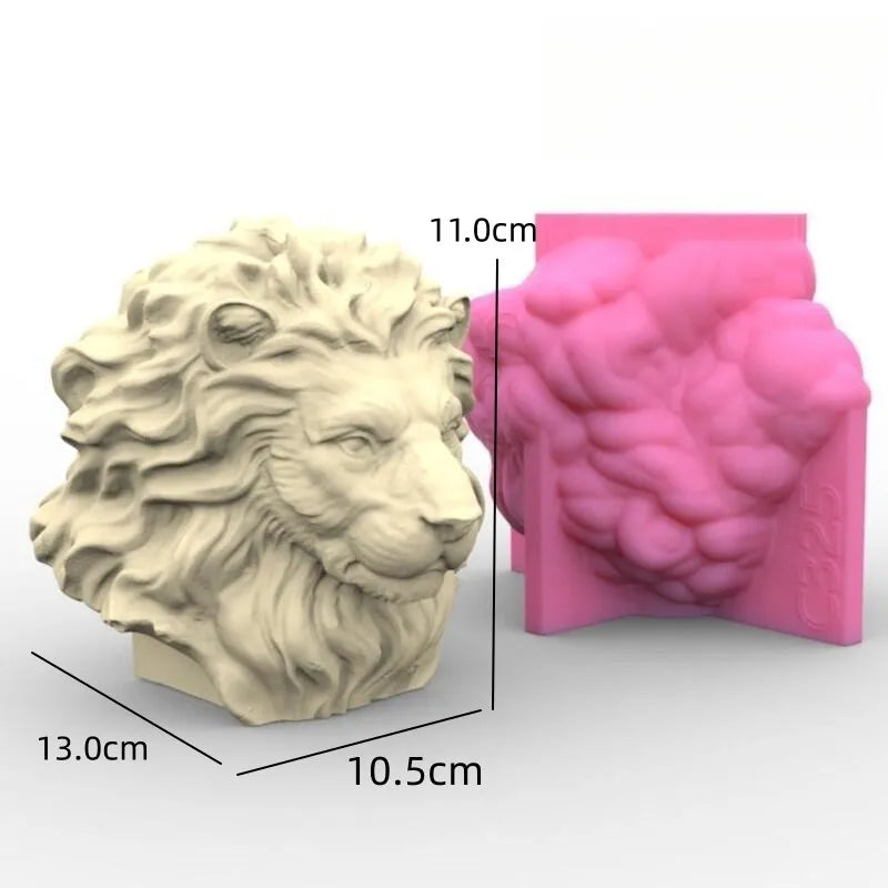3D Lion candle silicone mold Lion head resin silicone mold Lion home decoration concrete gypsum cement silicone mold
