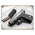 Pietro Beretta CO2 Air Pistol Metal Tin Sign, Retro Airgun BBs Ammo Wall Art Decor, Rustic Shooting Hobby Plaque for Man Cave Ga