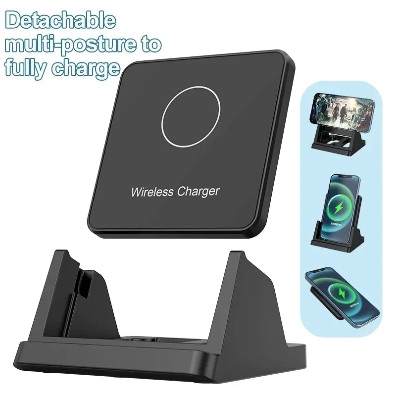 15W Wireless Charger Pad Stand Desktop Ultra-thin Mobile Phone Fast Charging Dock Station For iPhone 15 14 13 12 Samsung Xiaomi