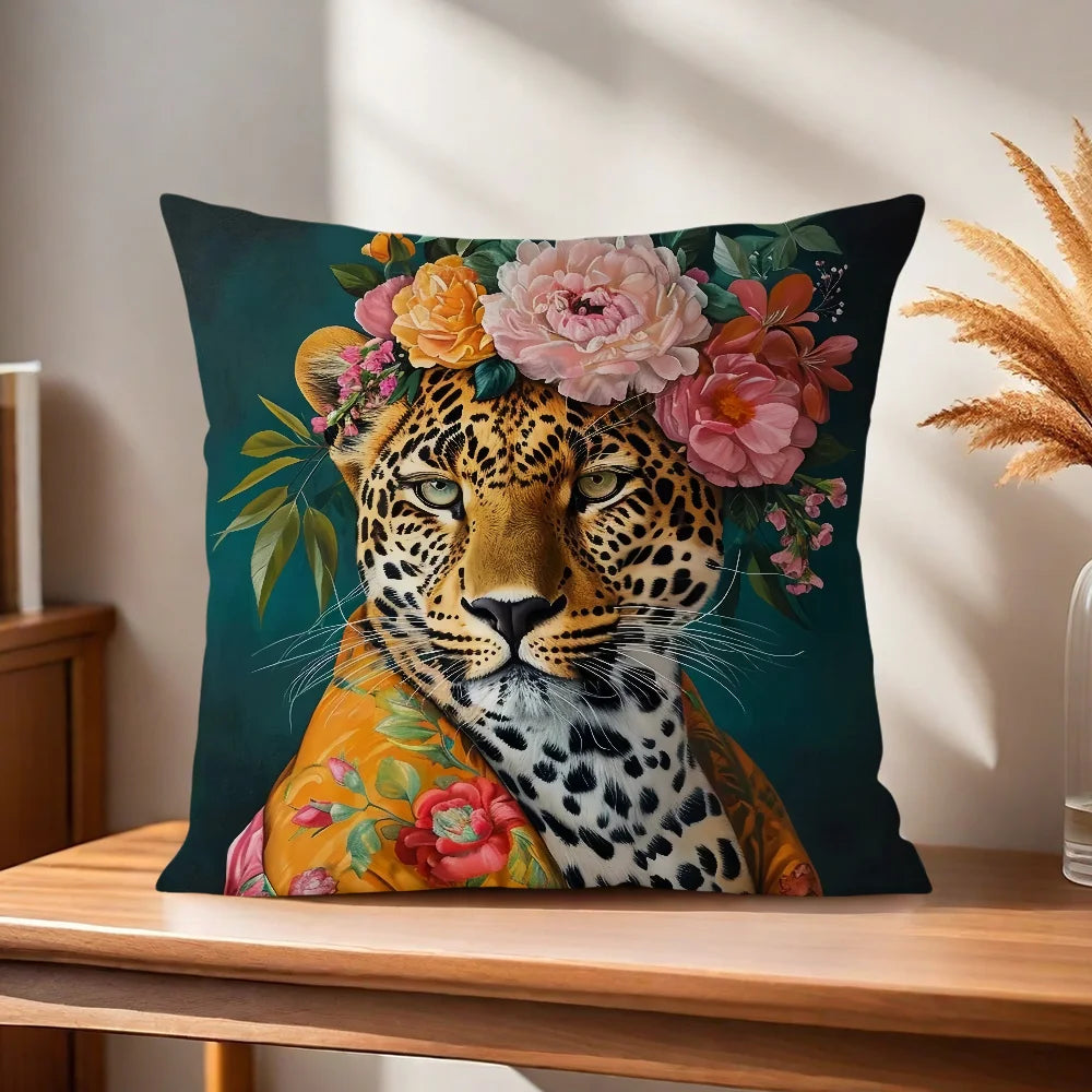 Comfortable soft Fashion Pillow Case Wreath for Leopard Sofa Living Room Home office Decor Portrait goat With Europe and Protect