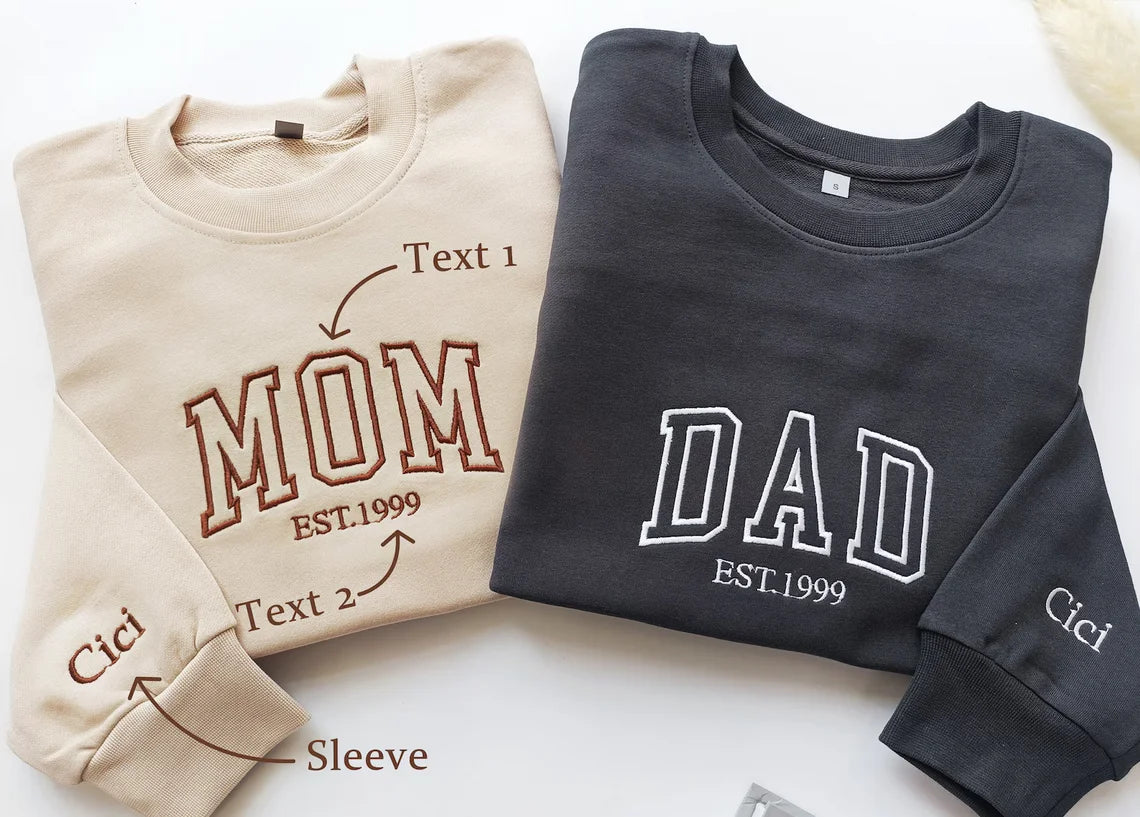 Personalized Mom & Dad Embroidered Sweatshirt