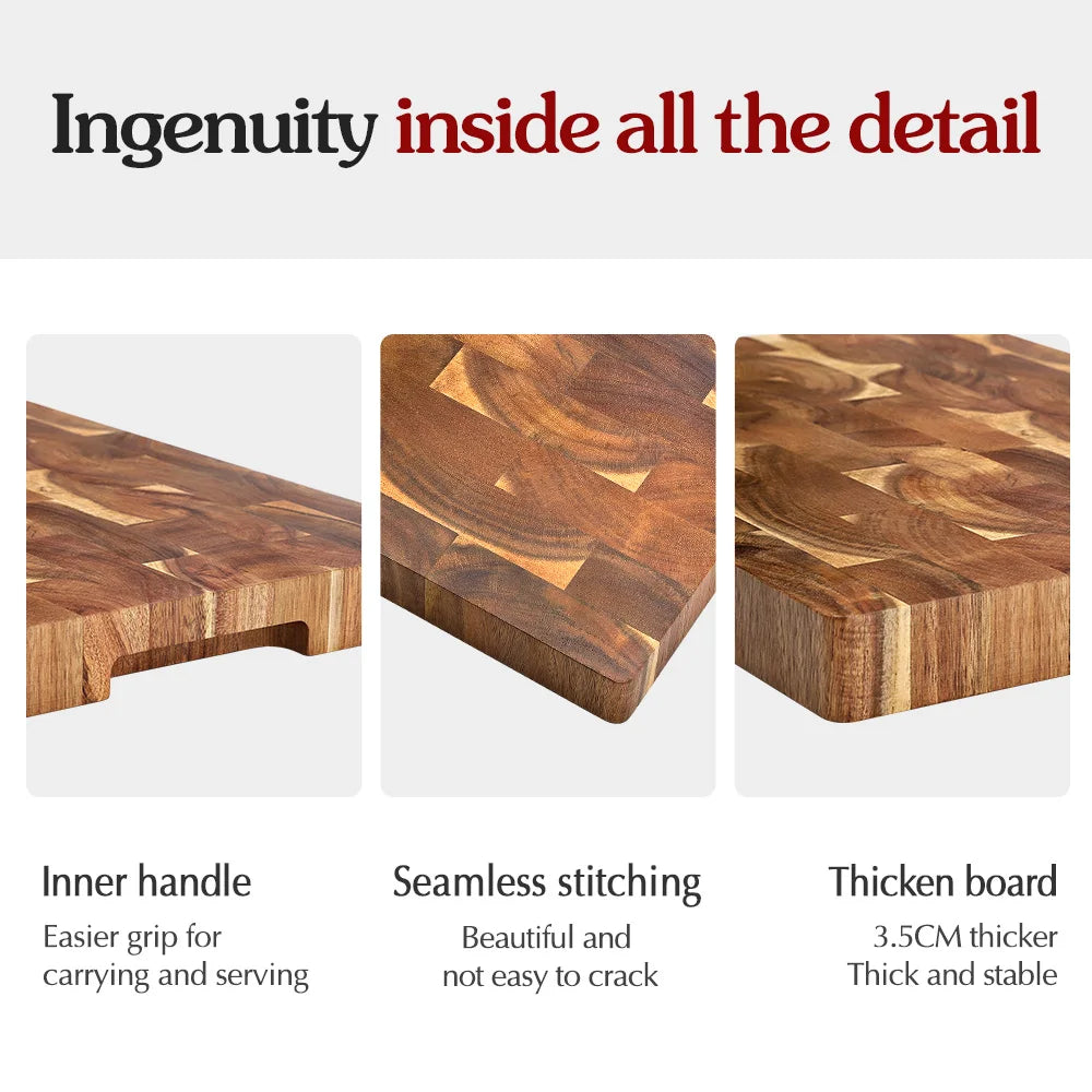 HEZHEN Acacia Wood Splicing Cutting Board End Grain Kitchen Double Sided Chopping Board used as a Pallet