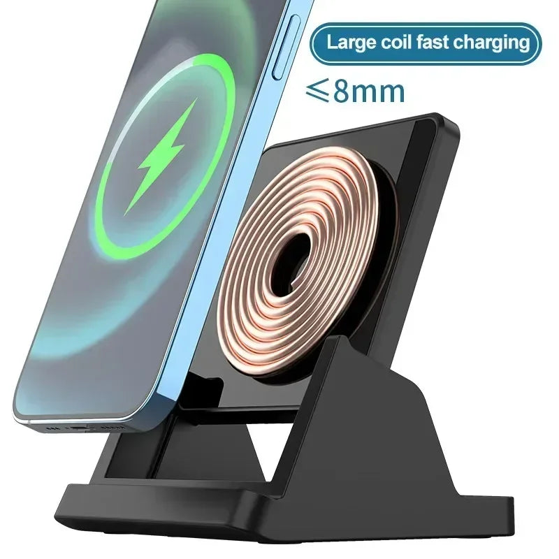 15W Wireless Charger Pad Stand Desktop Ultra-thin Mobile Phone Fast Charging Dock Station For iPhone 15 14 13 12 Samsung Xiaomi