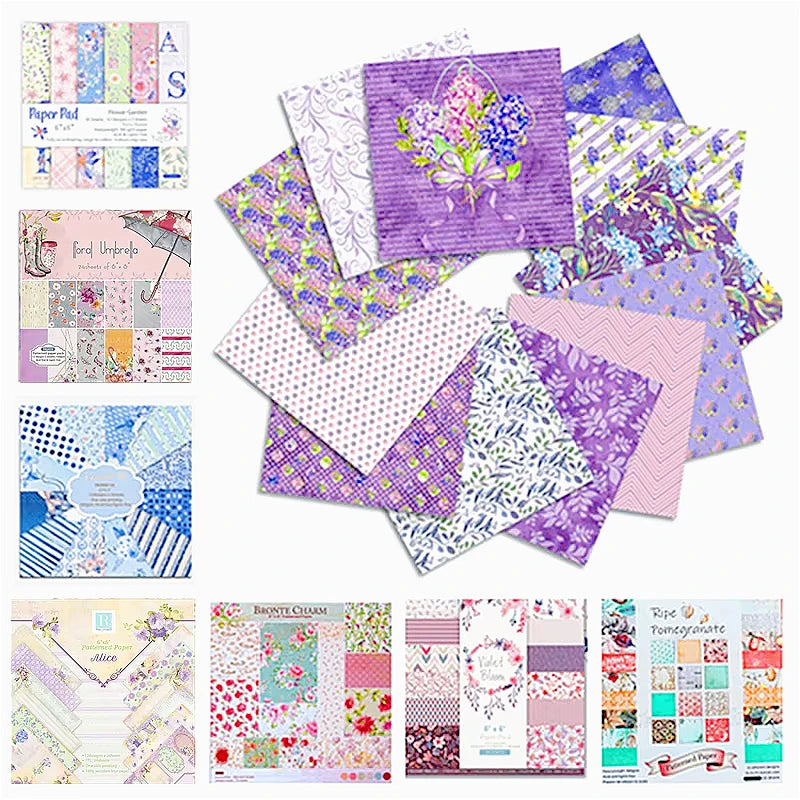 6x6 Scrapbooking Paper Pad  6/12 Sheets Floral Pattern Decorative Paper For Journaling Collage DIY Crafts